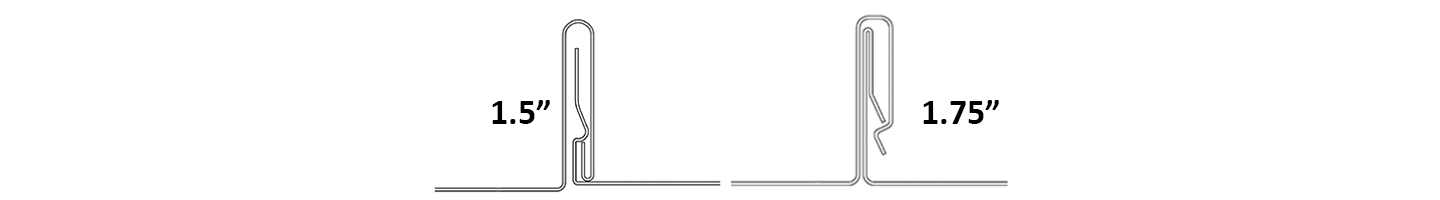 1.5 inch snap seam and 1.75 inch snap lock roof profile